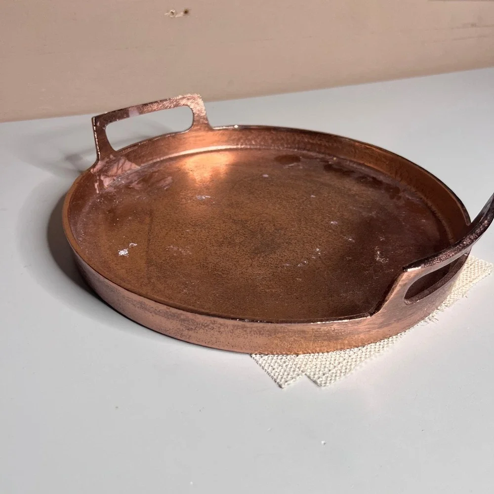 Hearth &‎ Hand Magnolia Copper Round Decorative Tray with Handles 11.5 inch
